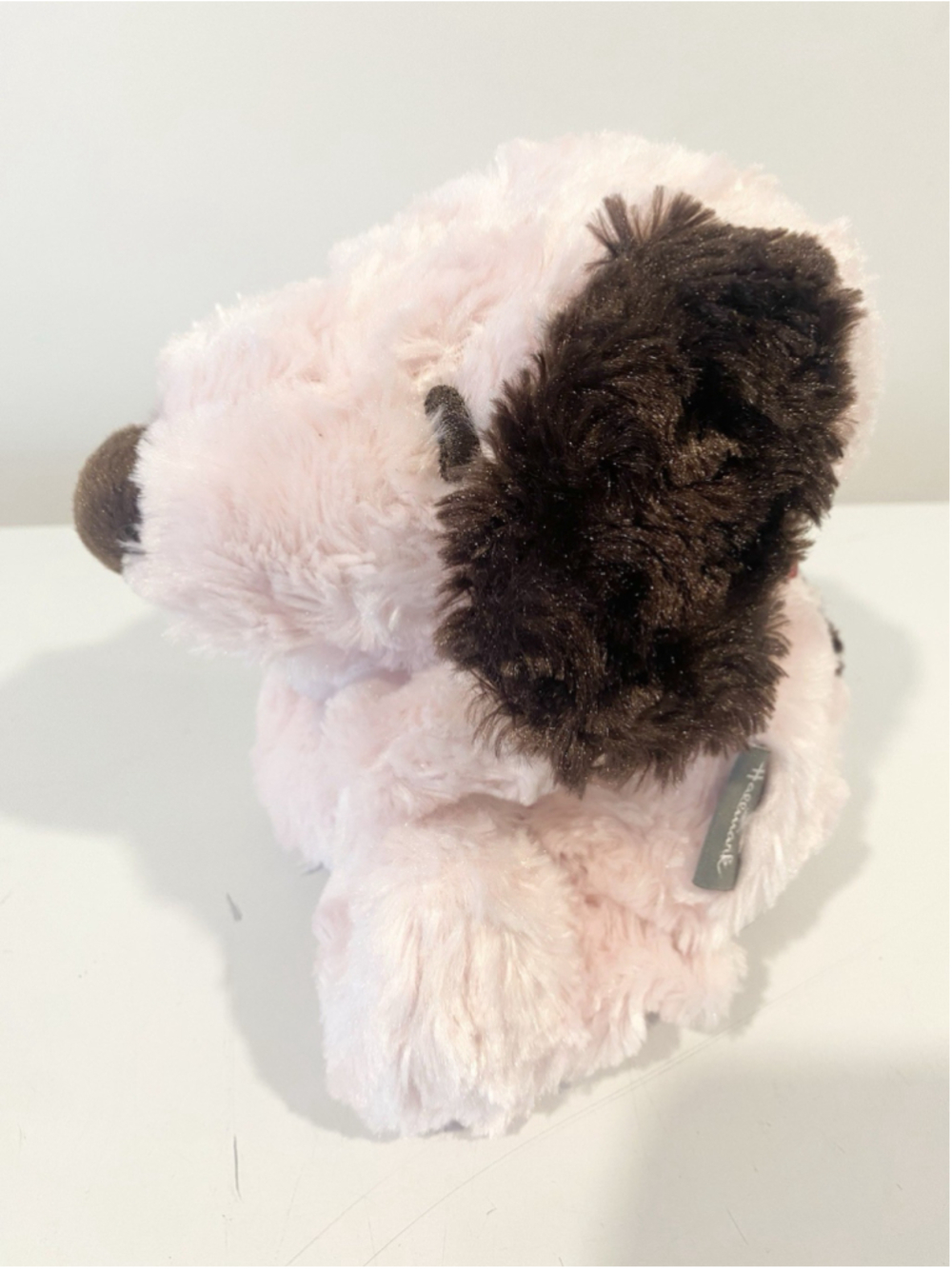 Hallmark Peanuts Snoopy Light Pink Fluffy Plush Stuffed Animal Brown Ears 10”